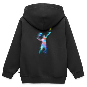tennis,serve, watercolour, tennis player,graffiti - Kids Premium Organic Zip-up Hoodie - black - Back - AI Model Kid Male (0cm)