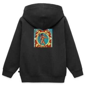 Sagittaire - Sweat Premium à capuche zippé enfant bio - noir - Dos - AI Model Kid Male (0cm)
