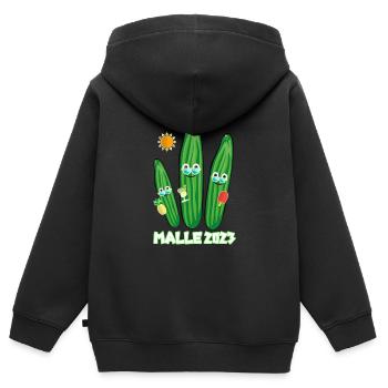 cucumber family,cucumber,cucumber,mall, Mallorca - Kids Premium Organic Zip-up Hoodie - black - Back - AI Model Kid Male (0cm)