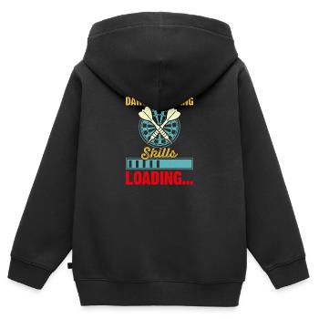 Darts - Dartwerfen Fähigkeiten Lädt... - Kinder Premium Organic Zip Hoodie - Schwarz - Hinten - AI Model Kid Male (0cm)
