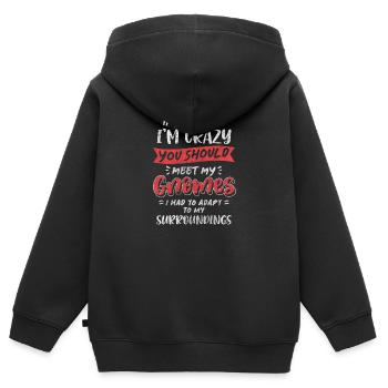 Gnom Gartenzwerg Kobold - Kinder Premium Organic Zip Hoodie - Schwarz - Hinten - AI Model Kid Male (0cm)
