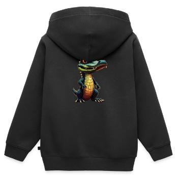 Baby Krokodil Alligator Kroko - Kinder Premium Organic Zip Hoodie - Schwarz - Hinten - AI Model Kid Male (0cm)