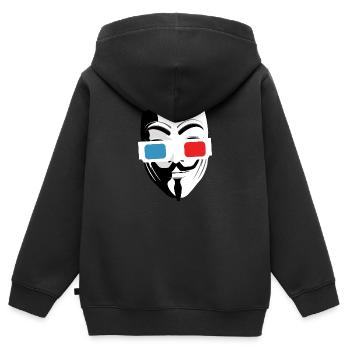 Masque cinéma lunette 3D - Sweat Premium à capuche zippé enfant bio - noir - Dos - AI Model Kid Male (0cm)