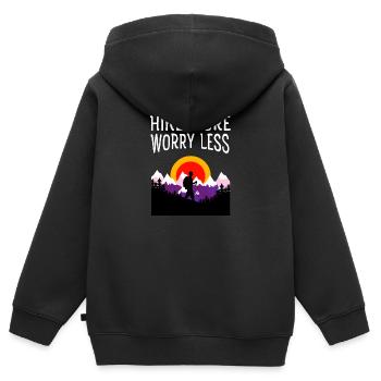 Hike More Worry Less - Mountain Retro Vintage - Kids Premium Organic Zip-up Hoodie - black - Back - AI Model Kid Male (0cm)