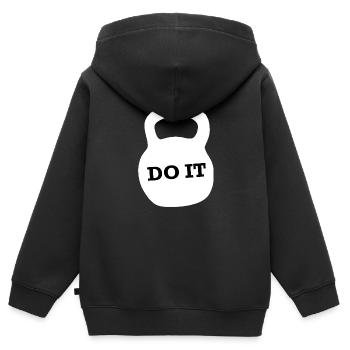 Gym Sport Kraftsport - Kinder Premium Organic Zip Hoodie - Schwarz - Hinten - AI Model Kid Male (0cm)