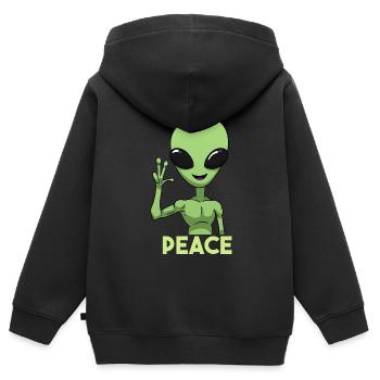 Signe de paix extraterrestre - Sweat Premium à capuche zippé enfant bio - noir - Dos - AI Model Kid Male (0cm)