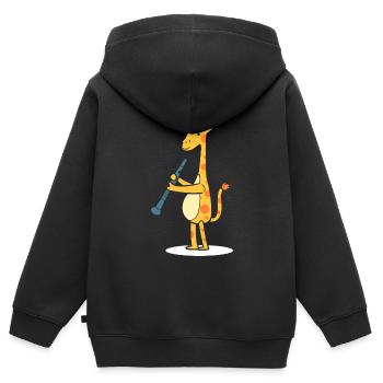 Lustiges Tier mit Klarinette Bandmitglied - Kinder Premium Organic Zip Hoodie - Schwarz - Hinten - AI Model Kid Male (0cm)