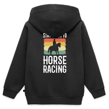 Pferderennen Reiter - Kinder Premium Organic Zip Hoodie - Schwarz - Hinten - AI Model Kid Male (0cm)