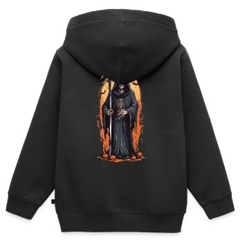 Mitternachts Grim Reaper Schatten zu Halloween - Kinder Premium Organic Zip Hoodie - Schwarz - Hinten - AI Model Kid Male (0cm)