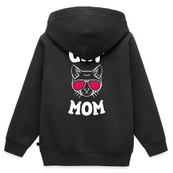 Maman chat - Sweat Premium à capuche zippé enfant bio - noir - Dos - AI Model Kid Male (0cm)