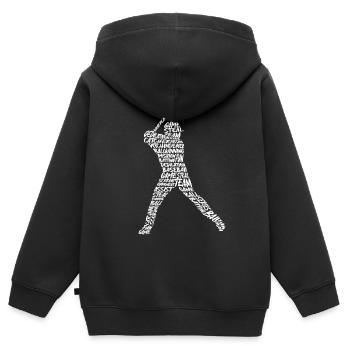 Baseball Baseballer Typographie Joueur de baseball - Sweat Premium à capuche zippé enfant bio - noir - Dos - AI Model Kid Male (0cm)