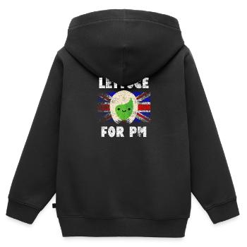 Lettuce For PM Meme, Liz Truss Funny Satire - Kids Premium Organic Zip-up Hoodie - black - Back - AI Model Kid Male (0cm)
