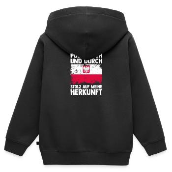 Pole Polnisch Polen - Kinder Premium Organic Zip Hoodie - Schwarz - Hinten - AI Model Kid Male (0cm)