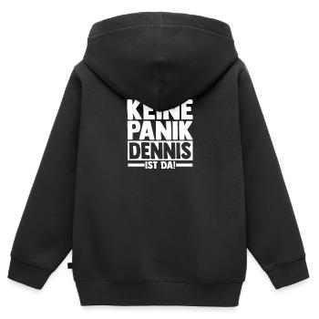 Prénom Dennis - Sweat Premium à capuche zippé enfant bio - noir - Dos - AI Model Kid Male (0cm)