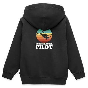 Pilote Hélicoptère Hélicoptère - Sweat Premium à capuche zippé enfant bio - noir - Dos - AI Model Kid Male (0cm)