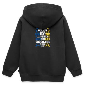 Ukrainer Ukraine - Kinder Premium Organic Zip Hoodie - Schwarz - Hinten - AI Model Kid Male (0cm)