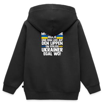 Ukrainer Ukraine - Kinder Premium Organic Zip Hoodie - Schwarz - Hinten - AI Model Kid Male (0cm)