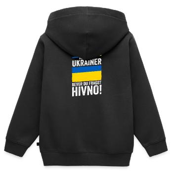Ukrainer Ukraine - Kinder Premium Organic Zip Hoodie - Schwarz - Hinten - AI Model Kid Male (0cm)