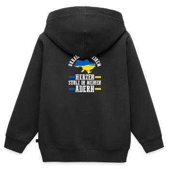 Ukrainer Ukraine - Kinder Premium Organic Zip Hoodie - Schwarz - Hinten - AI Model Kid Male (0cm)