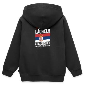 Serbe Serbe Serbie - Sweat Premium à capuche zippé enfant bio - noir - Dos - AI Model Kid Male (0cm)