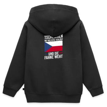 Tchèques République tchèque - Sweat Premium à capuche zippé enfant bio - noir - Dos - AI Model Kid Male (0cm)