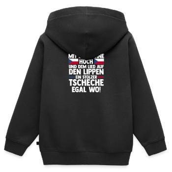 Tchèques République tchèque - Sweat Premium à capuche zippé enfant bio - noir - Dos - AI Model Kid Male (0cm)
