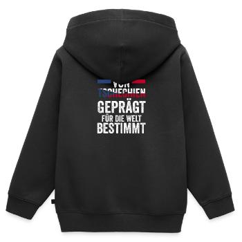 Tchèques République tchèque - Sweat Premium à capuche zippé enfant bio - noir - Dos - AI Model Kid Male (0cm)