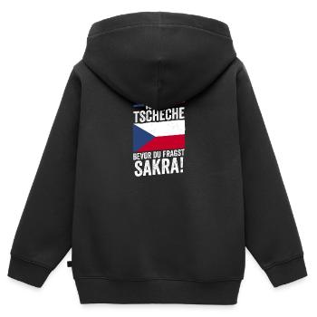 Tchèques République tchèque - Sweat Premium à capuche zippé enfant bio - noir - Dos - AI Model Kid Male (0cm)
