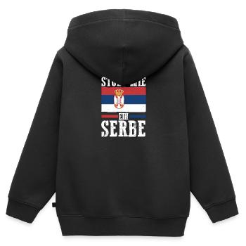 Serbe Serbe Serbie - Sweat Premium à capuche zippé enfant bio - noir - Dos - AI Model Kid Male (0cm)