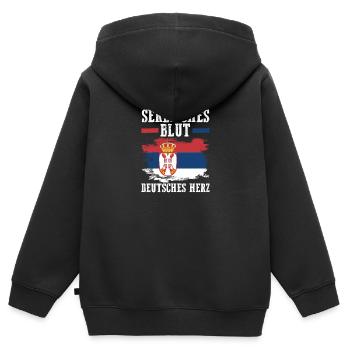 Serbe Serbe Allemagne Serbie - Sweat Premium à capuche zippé enfant bio - noir - Dos - AI Model Kid Male (0cm)