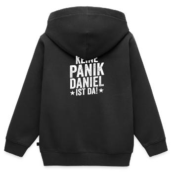 Prénom Daniel - Sweat Premium à capuche zippé enfant bio - noir - Dos - AI Model Kid Male (0cm)