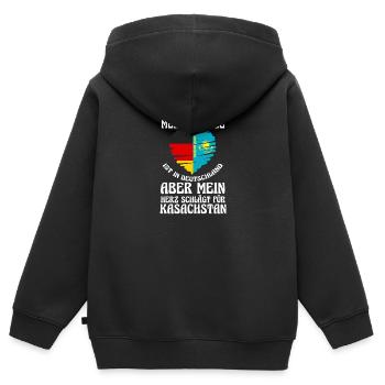 Kazakhstan Germany Kazakhstan - Kids Premium Organic Zip-up Hoodie - black - Back - AI Model Kid Male (0cm)