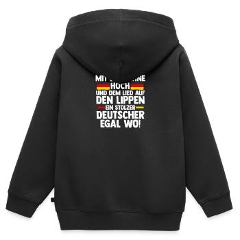 Deutscher Deutsch Deutschland - Kinder Premium Organic Zip Hoodie - Schwarz - Hinten - AI Model Kid Male (0cm)
