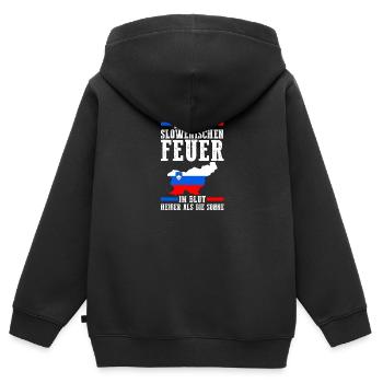 Slovènes Slovénie - Sweat Premium à capuche zippé enfant bio - noir - Dos - AI Model Kid Male (0cm)