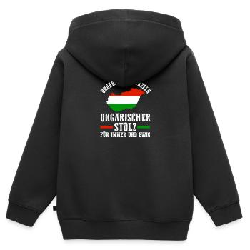 Ungar Ungarisch Ungarn - Kinder Premium Organic Zip Hoodie - Schwarz - Hinten - AI Model Kid Male (0cm)