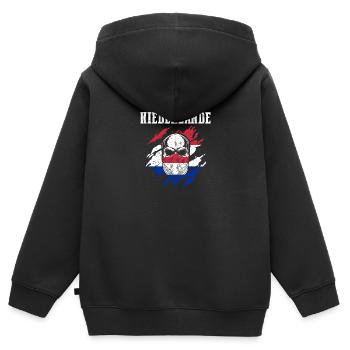 Pays-Bas Pays-Bas - Sweat Premium à capuche zippé enfant bio - noir - Dos - AI Model Kid Male (0cm)