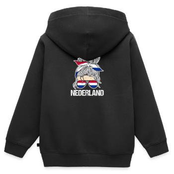 Pays-Bas Pays-Bas - Sweat Premium à capuche zippé enfant bio - noir - Dos - AI Model Kid Male (0cm)