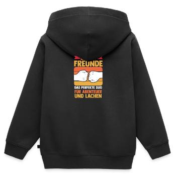 Beste Freunde - Kinder Premium Organic Zip Hoodie - Schwarz - Hinten - AI Model Kid Male (0cm)