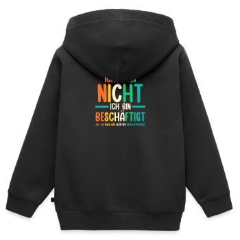 Je ne peux pas, je suis occupé drôle - Sweat Premium à capuche zippé enfant bio - noir - Dos - AI Model Kid Male (0cm)