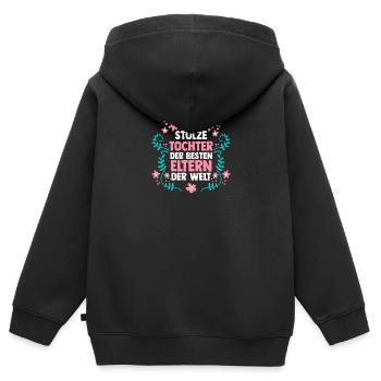 Filles Fille - Sweat Premium à capuche zippé enfant bio - noir - Dos - AI Model Kid Male (0cm)