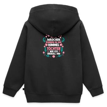 Filles Fille - Sweat Premium à capuche zippé enfant bio - noir - Dos - AI Model Kid Male (0cm)