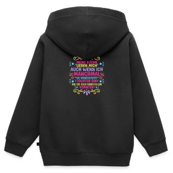 Filles Fille - Sweat Premium à capuche zippé enfant bio - noir - Dos - AI Model Kid Male (0cm)
