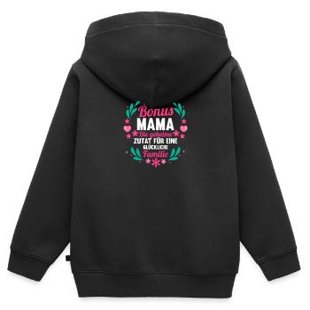 Stiefmutter Pflegemutter Ziehmutter Bonusmama - Kinder Premium Organic Zip Hoodie - Schwarz - Hinten - AI Model Kid Male (0cm)