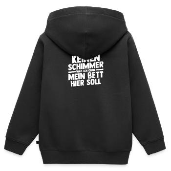 Langschläfer Shlafen Faul - Kinder Premium Organic Zip Hoodie - Schwarz - Hinten - AI Model Kid Male (0cm)