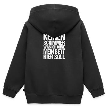 Langschläfer Shlafen Faul - Kinder Premium Organic Zip Hoodie - Schwarz - Hinten - AI Model Kid Male (0cm)