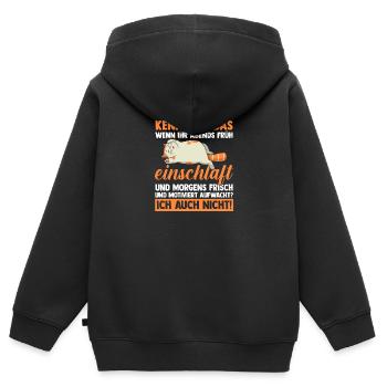 Faulenzer Langschläfer Motivation Katze - Kinder Premium Organic Zip Hoodie - Schwarz - Hinten - AI Model Kid Male (0cm)