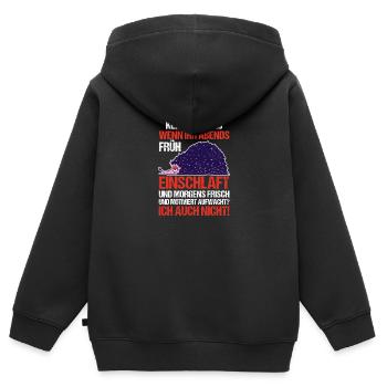 Faulenzer Langschläfer Motivation Igel - Kinder Premium Organic Zip Hoodie - Schwarz - Hinten - AI Model Kid Male (0cm)