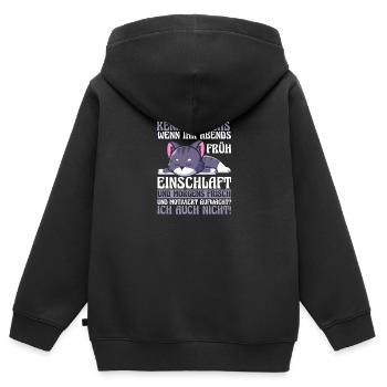 Faulenzer Langschläfer Motivation Katze - Kinder Premium Organic Zip Hoodie - Schwarz - Hinten - AI Model Kid Male (0cm)