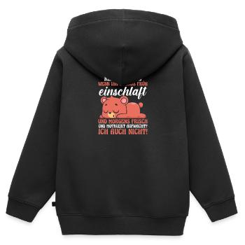 Faulenzer Langschläfer Motivation Bär - Kinder Premium Organic Zip Hoodie - Schwarz - Hinten - AI Model Kid Male (0cm)