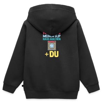 Dinge Die Meinen Slip Nass Machen - Kinder Premium Organic Zip Hoodie - Schwarz - Hinten - AI Model Kid Male (0cm)
